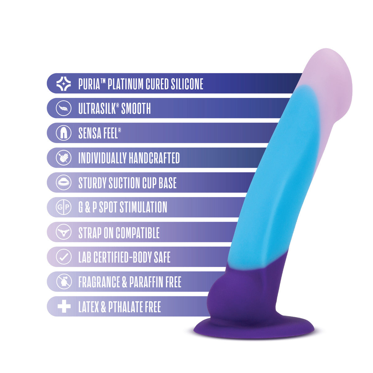 Blush Avant D16 Artisan 7-Inch Curved G-Spot Dildo with Suction Cup Base