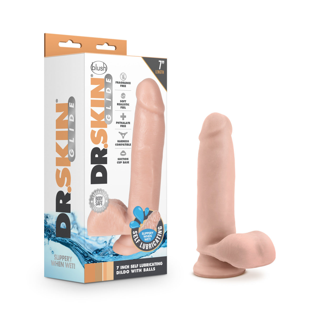 Blush Dr. Skin 7-Inch Realistic Dildo with Balls & Suction Cup Base