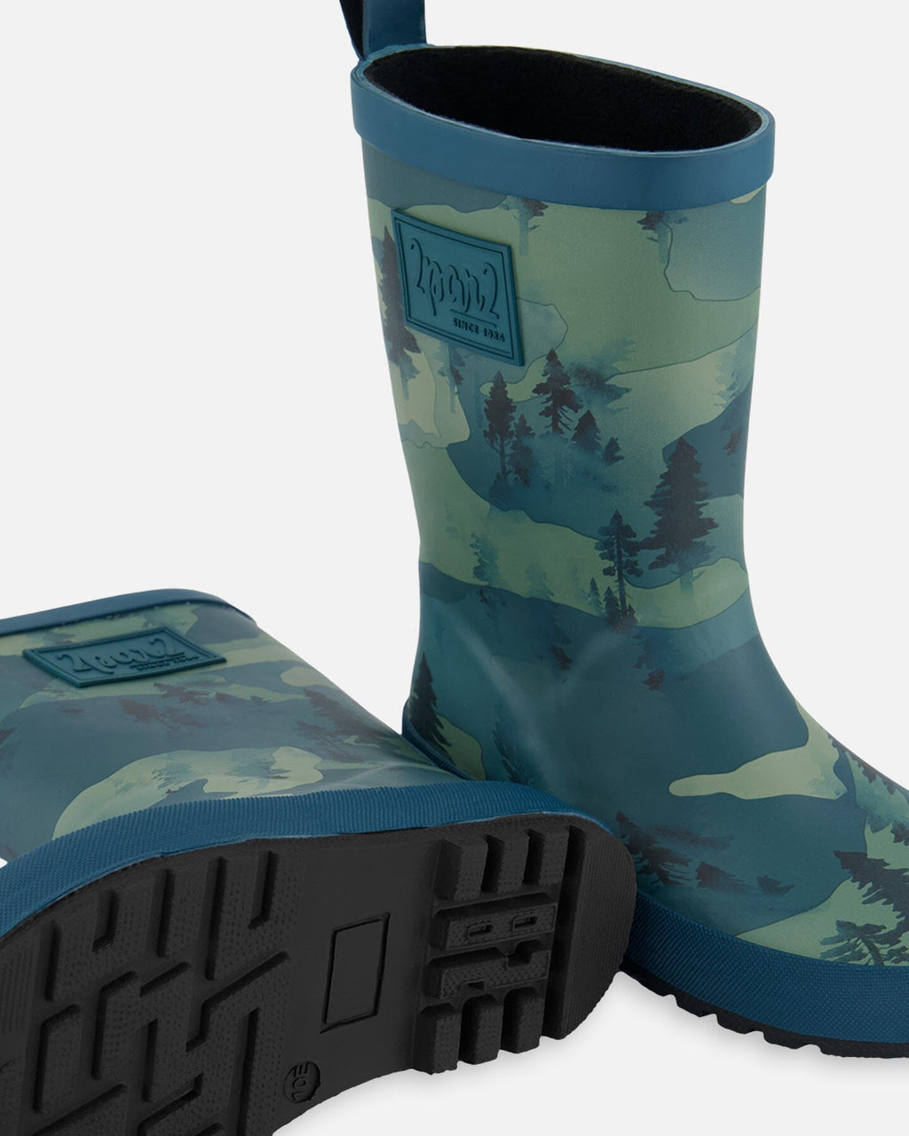 Printed Rain Boots Forest Green With Black Pines