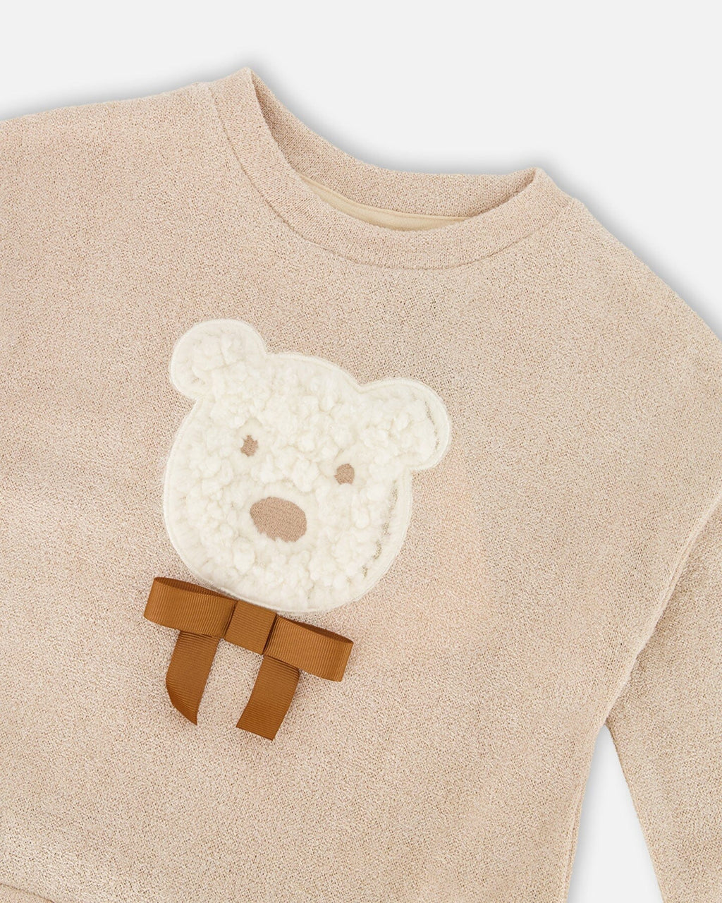 Bi-Material Dress Caramel Brown With Layered Skirt