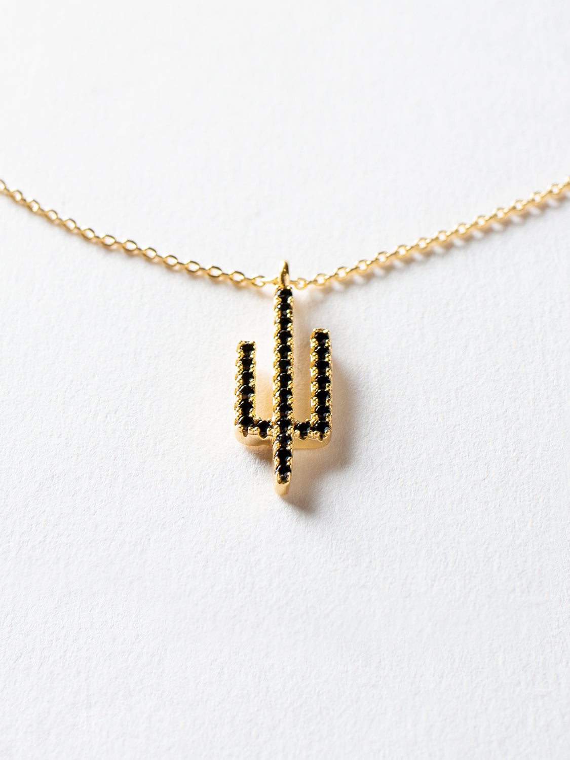 Black Zircon Cactus Necklace