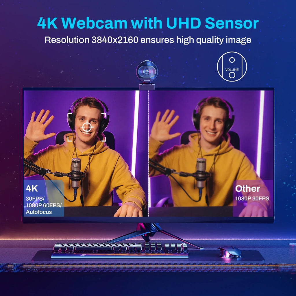 4K Streaming Webcam with Autofocus Black