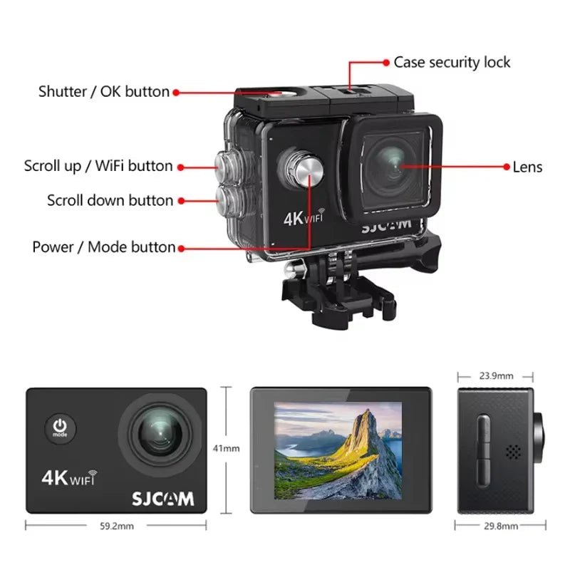 4K Action Camera 30M Waterproof Sports Cam Balck